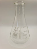 Eisco 500ml glass Cylinder measuring graduated, cap, class B, Hex base with spout, borosilicate glass, blue graduation CH0354E