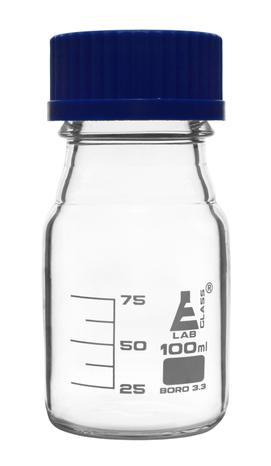 Eisco 125ml Bottle Reagent graduated, borosilicate glass with screw cap (GL45) CH0164A