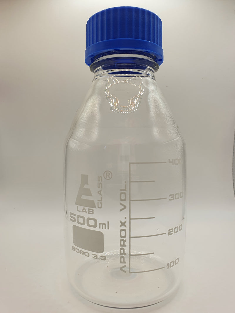 Eisco 500ml Bottle Reagent graduated, borosilicate glass with screw cap (GL45) CH0164C